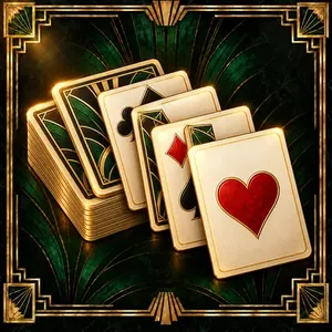 Solitaire: a fanned deck with gilt backs.